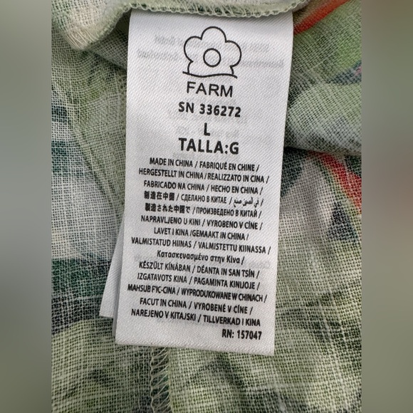 NEW | FARM Rio | Heli Leaves Button Front Linen Midi Dress | Sz L - Picture 7 of 12